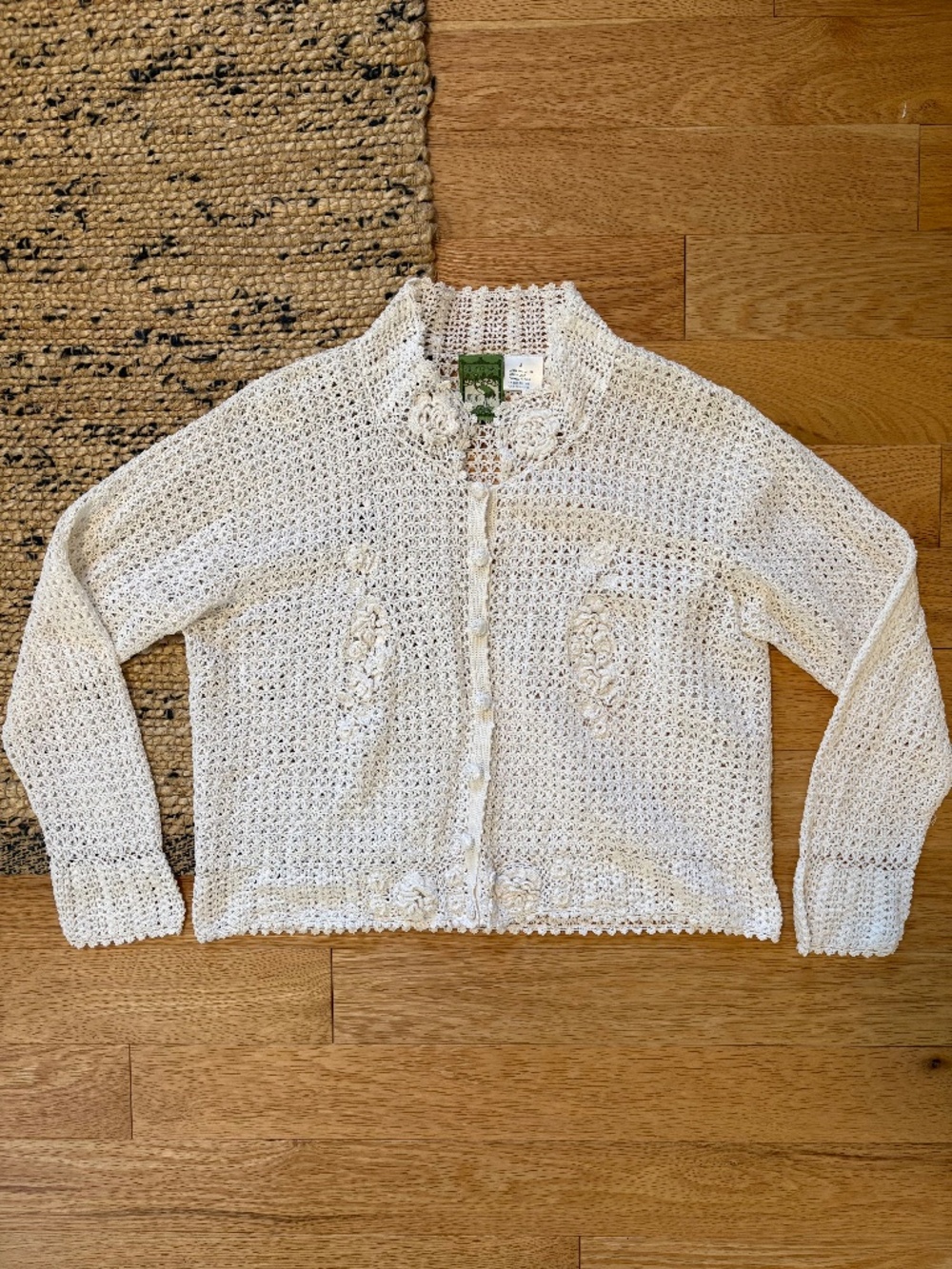 Vintage April Cornell crochet knit cardigan